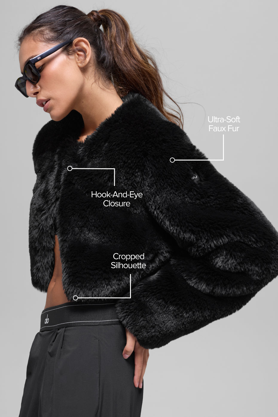 Faux Fur Chic Cropped Jacket - Black